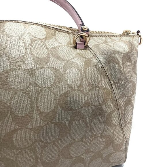 Auth COACH Prairie Satchel Polished Pebbled Leather 79998 Beige Light Pink PVC - Picture 9 of 12